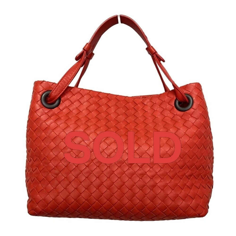 BOTTEGA VENETA Small Garda Bag - Red Leather Tote Bag 578-071125